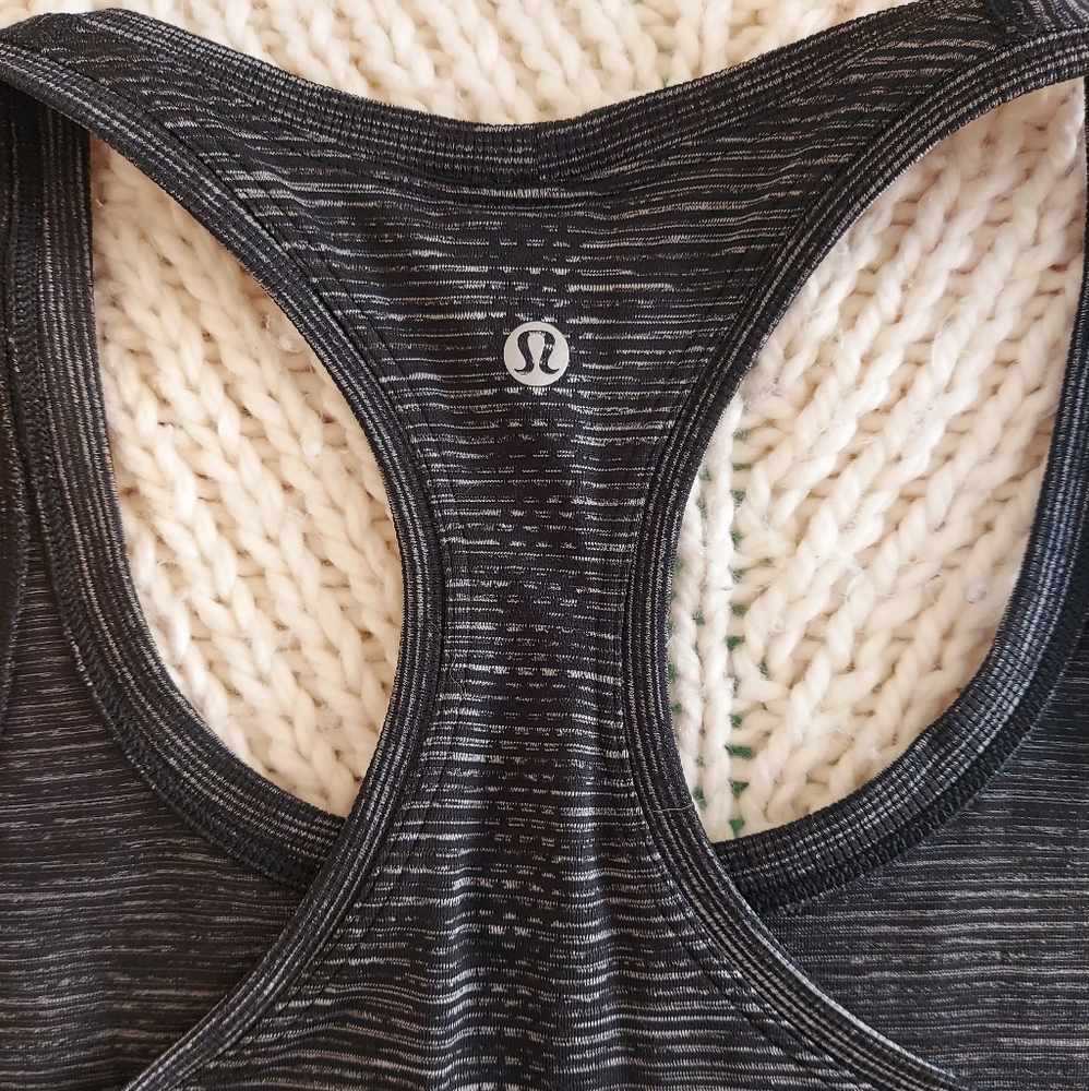 LULULEMON Swiftly Tech Speed Racerback Tank Top - Black White Stripe - Picture 7 of 9